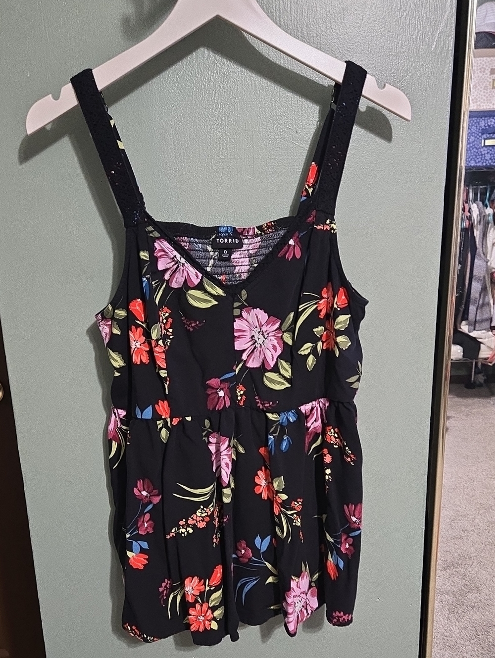 torrid Black Floral V-Neck Camisole Top